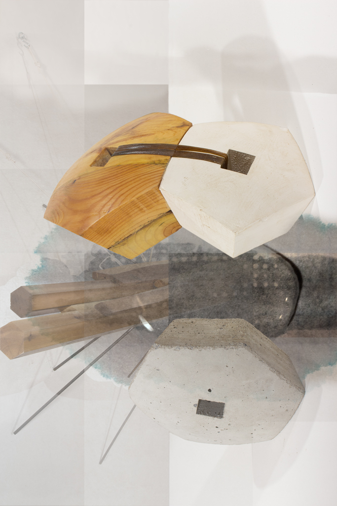 Photomontage de la série Faits divers de l'artiste François Mathieu. Elle se compose de prises de vues tirées de son travail en sculpture.